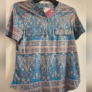 LUCKYMORE 2 pocket zip-up short sleeve dress shirt. Size L. NWT*